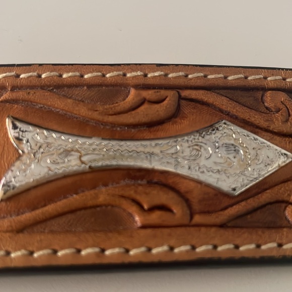 Larry Mahan - Vintage, Western Leather Belt w/San Dimas Brass Buckle size 30